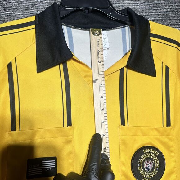 U.S. Soccer Federation Jersey Referee Shirt Men's L Yellow 2015 Short Sleeve - Picture 5 of 10